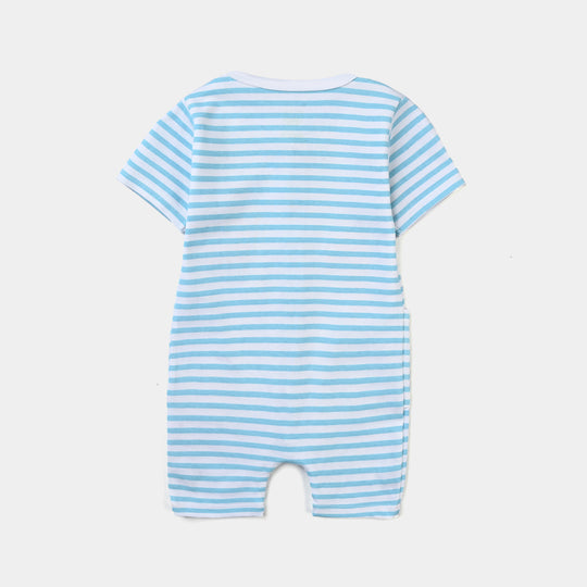 Infant Boys Cotton Interlock Romper Safari-White