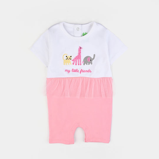 Infant Girls Cotton Interlock Romper My Little Friends-Candy.Pink