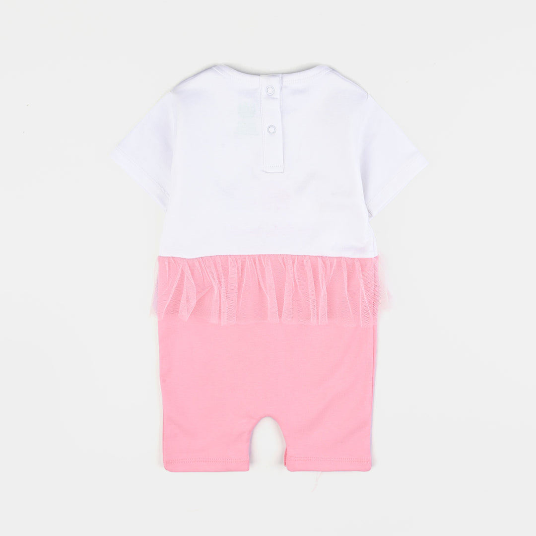 Infant Girls Cotton Interlock Romper My Little Friends-Candy.Pink