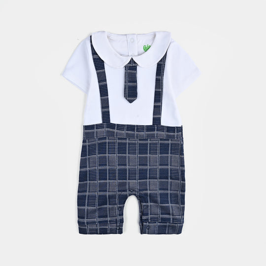 Infant Boys Cotton Interlock ROMPER JAQUARD TIE STYLE