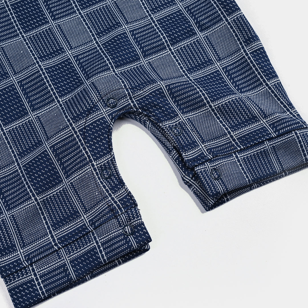 Infant Boys Cotton Interlock ROMPER JAQUARD TIE STYLE