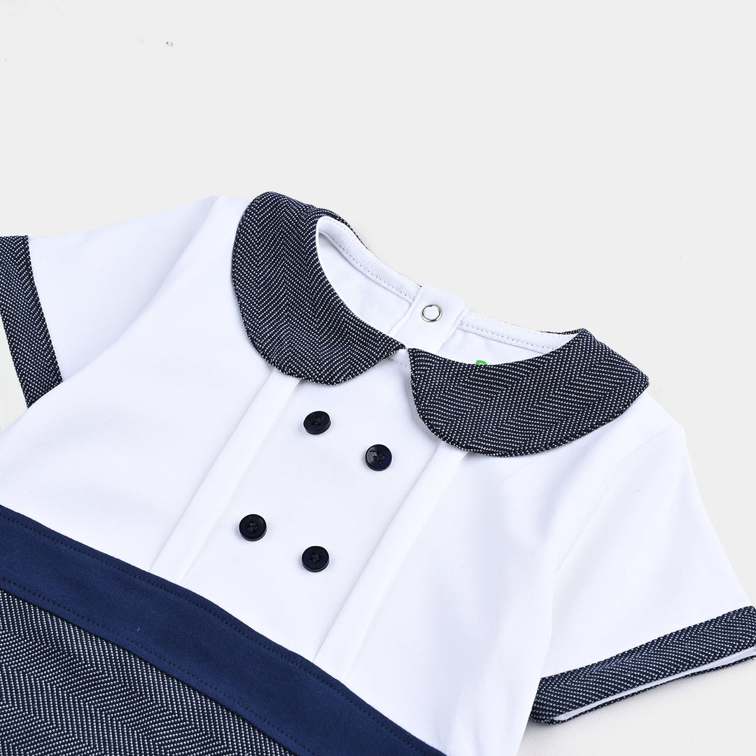 Infant Boys Cotton Interlock Romper PLEATS STYLE