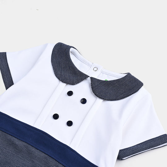 Infant Boys Cotton Interlock Romper PLEATS STYLE