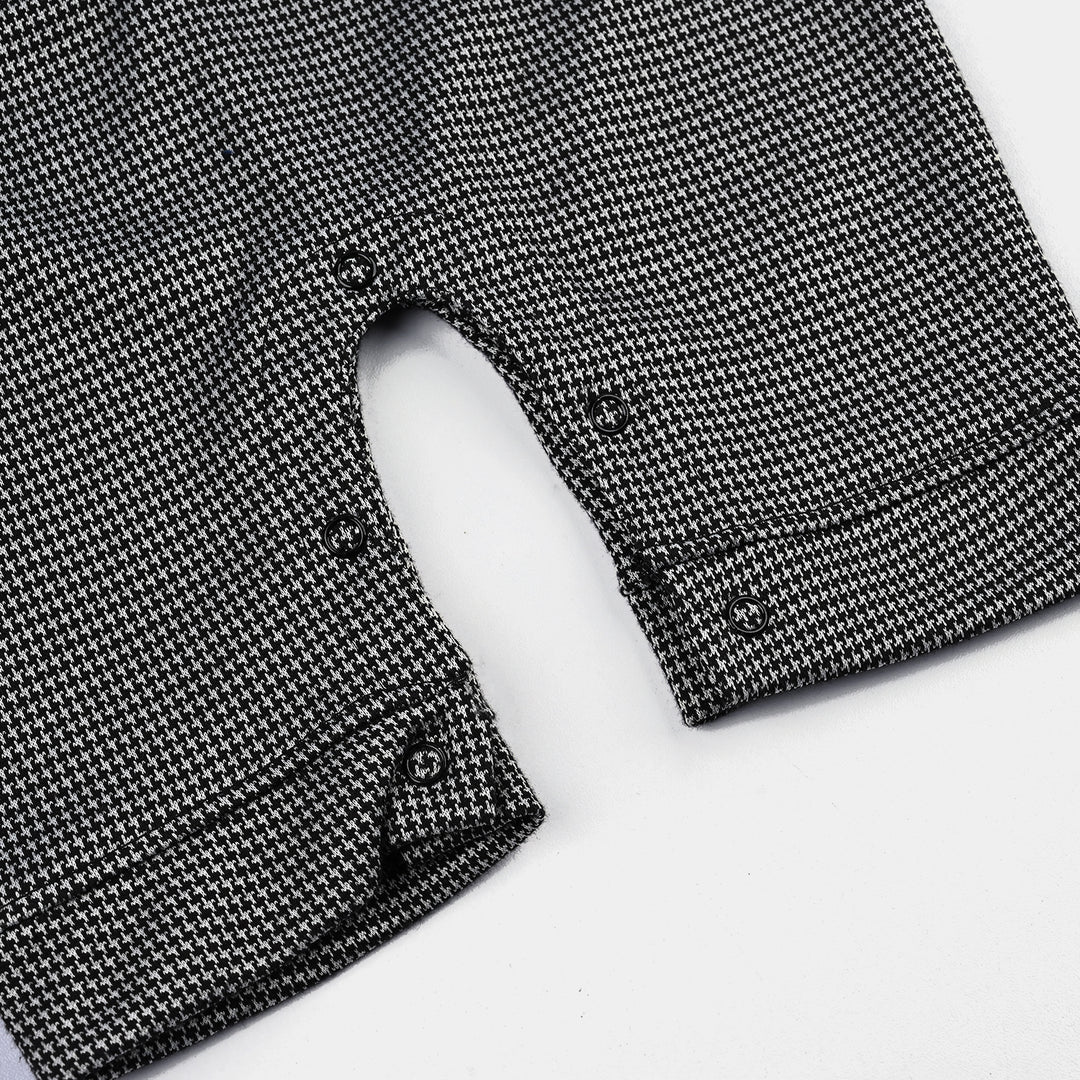 Infant Boys Cotton Interlock Romper JACQUARD-Jet Black