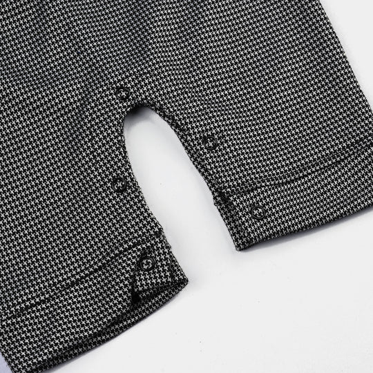 Infant Boys Cotton Interlock Romper JACQUARD-Jet Black