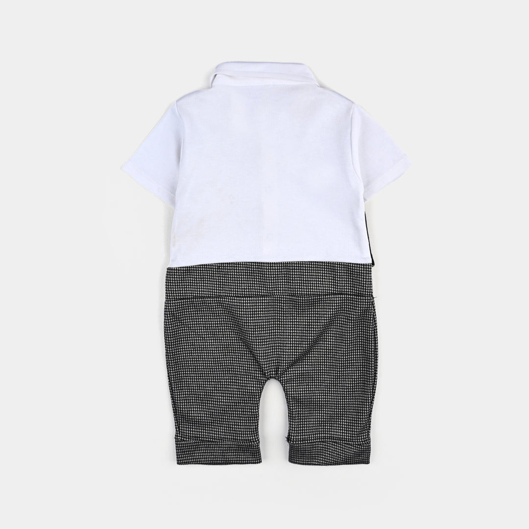 Infant Boys Cotton Interlock Romper JACQUARD-Jet Black
