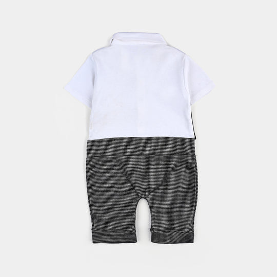 Infant Boys Cotton Interlock Romper JACQUARD-Jet Black