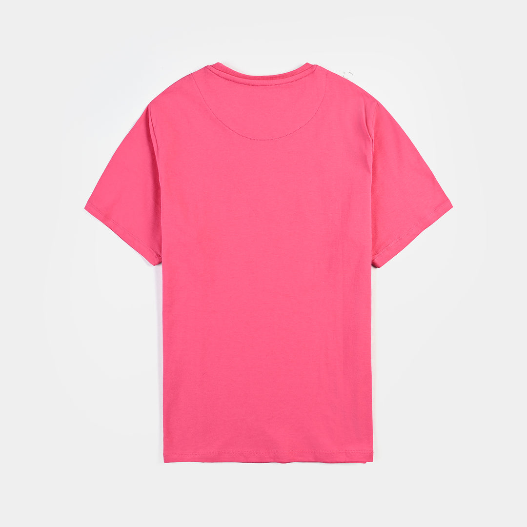 Teens Girls Jersey/Terry T-Shirt-Florista-Hot.Pink