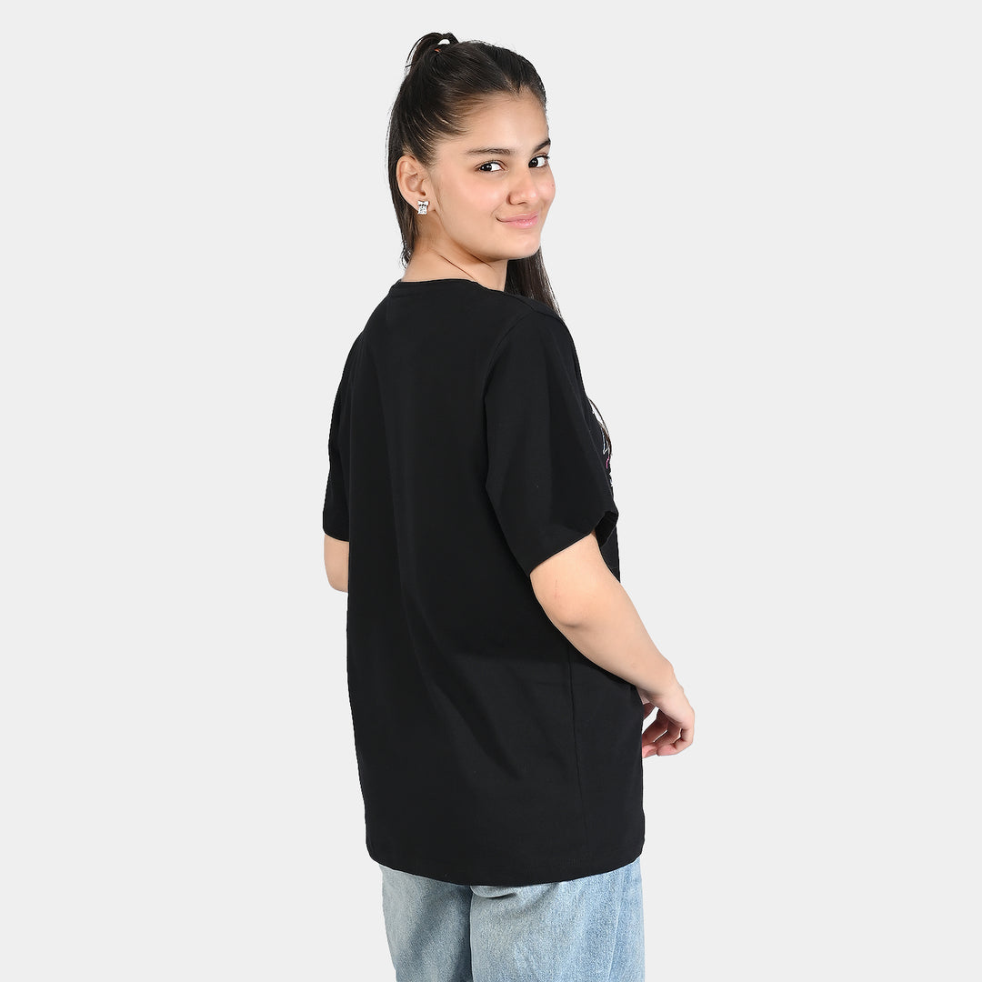 Teen Girls Cotton Jersey Tee-Paris-BLACK