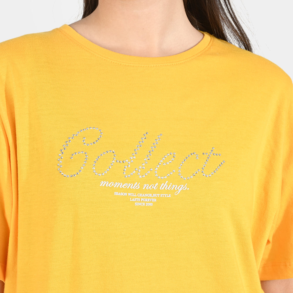 Teen Girls Cotton Jersey Tee-Collect-Citrus