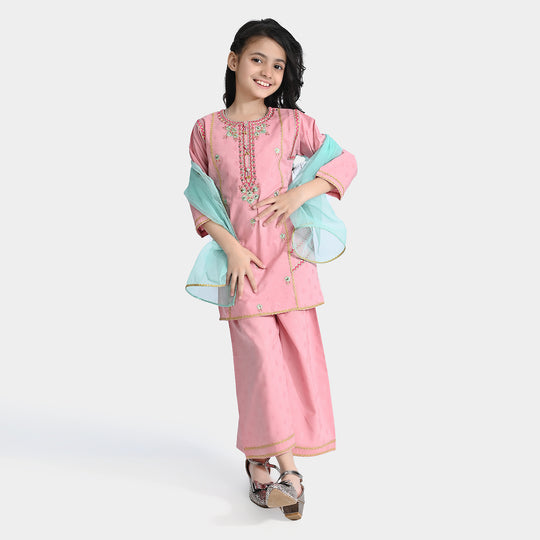 Girls Cotton 3Pcs Suit Nayaab-Pink