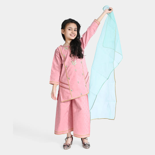 Girls Cotton 3Pcs Suit Nayaab-Pink