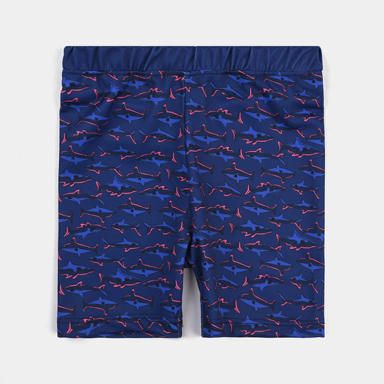 Boys Microfiber Jersey Swim Short Shark-NAVY