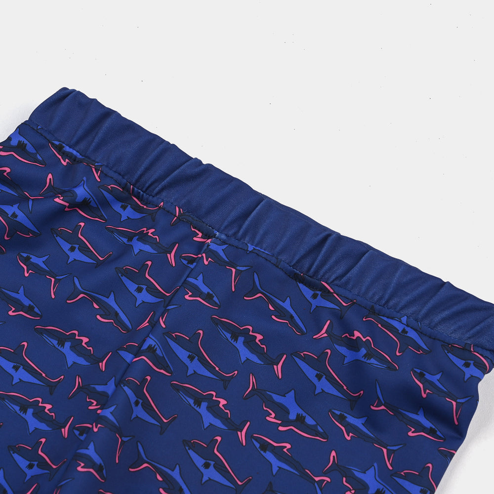 Boys Microfiber Jersey Swim Short Shark-NAVY