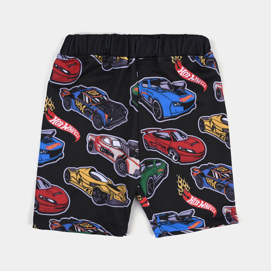 Boys Microfiber Jersey Swim Short Cars - BLACK