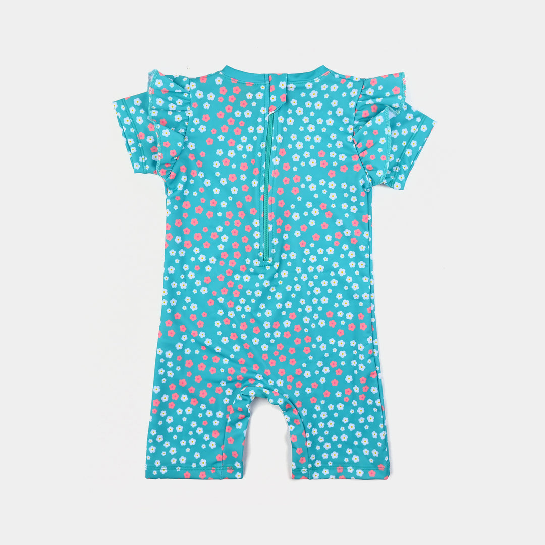 Girls Micro Fiber Jumper Suit Flower-Blue