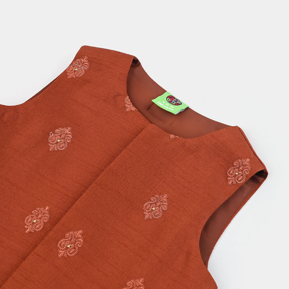 Infant Boys Poly Viscose Waistcoat -Rust