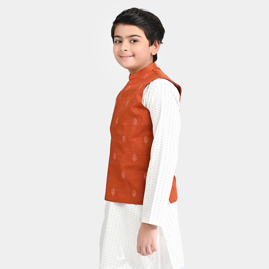 Boys Poly Viscose Waistcoat -Rust