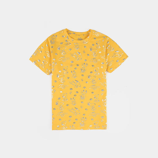 Infant Girls Lycra Jersey T-Shirt-Yellow