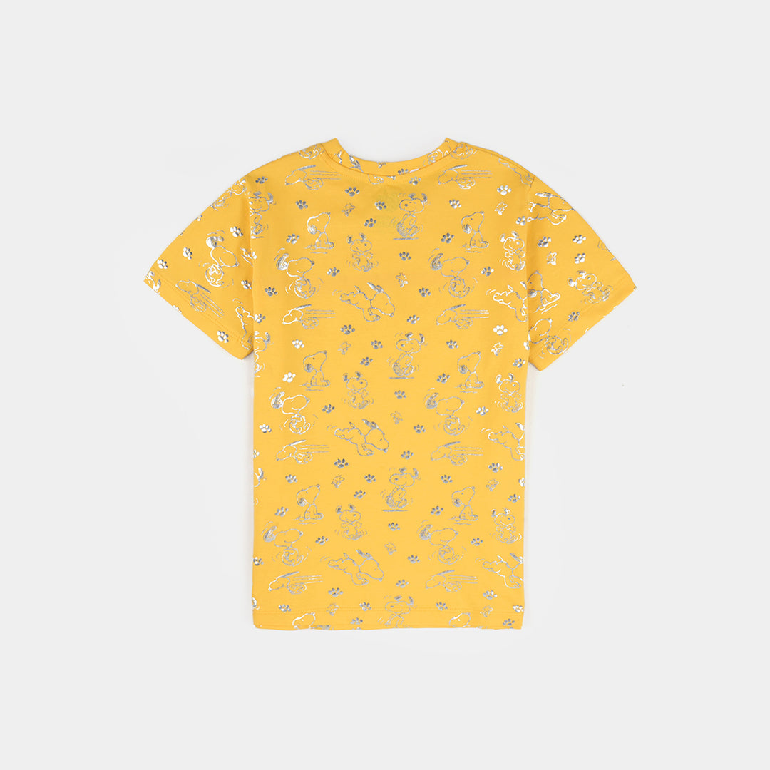 Infant Girls Lycra Jersey T-Shirt-Yellow