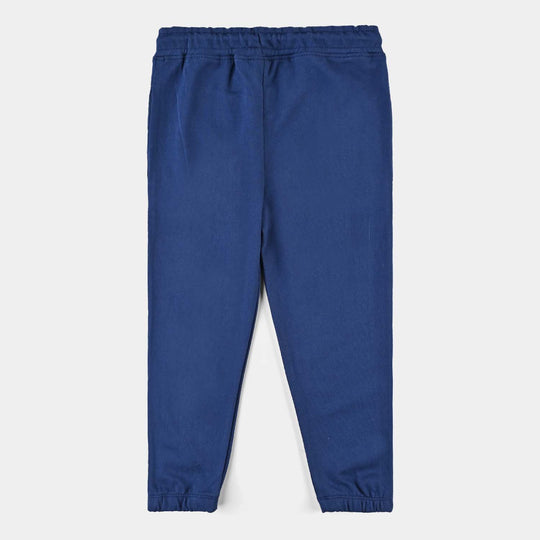 Boys Cotton Terry Pyjama-Navy Blue