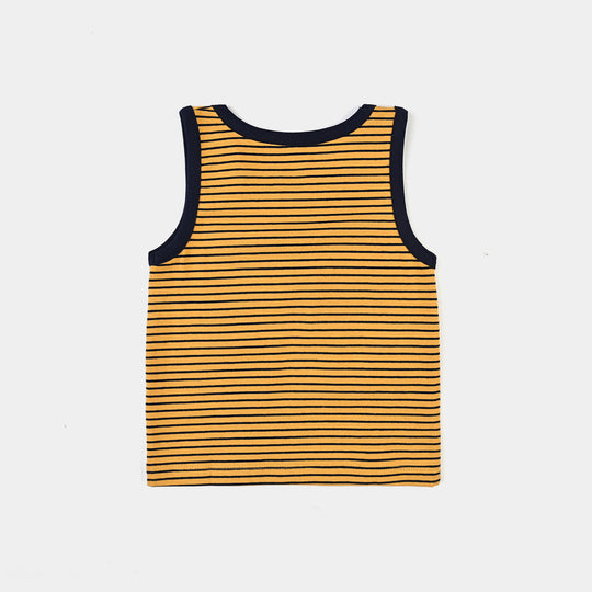 Infant Boys Cotton Jersey Sando Stripes-Mustard