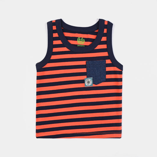 Infant Boys Cotton Jersey Sando Orange Stripes