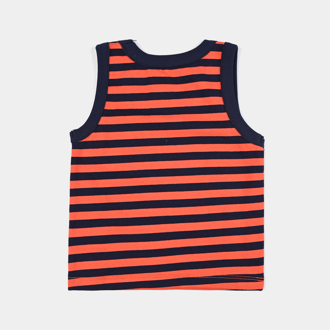 Infant Boys Cotton Jersey Sando Orange Stripes