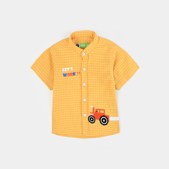 Infant Boys Yarn Dyed Basic Casual Shirt (Lets Work)-Yellow