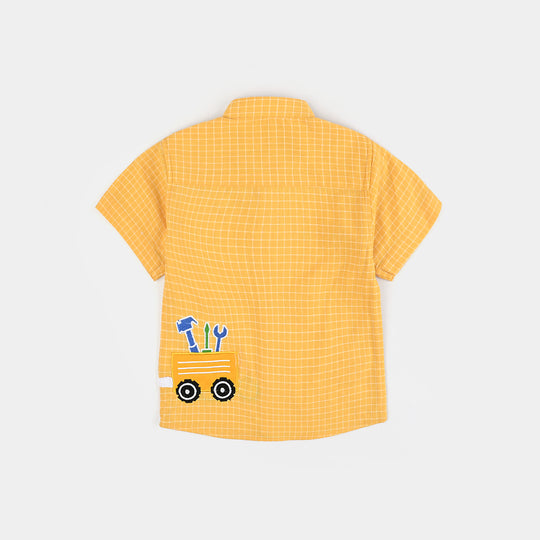 Infant Boys Yarn Dyed Basic Casual Shirt (Lets Work)-Yellow