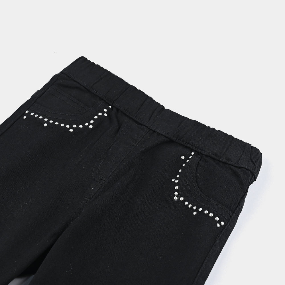 Girls Denim Stretch Jeggings Studs-BLACK