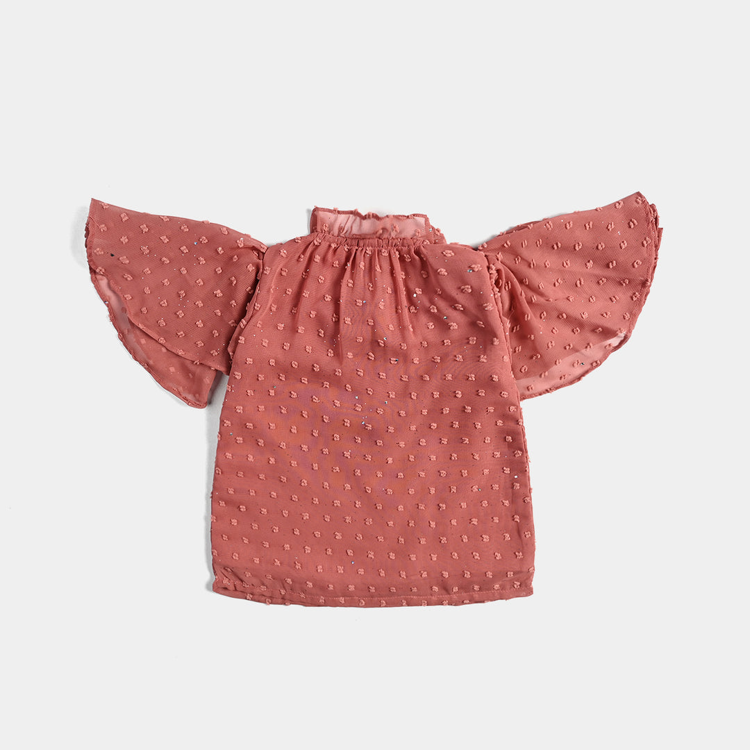 Infant Girls Poly Cotton Casual Top-Peach