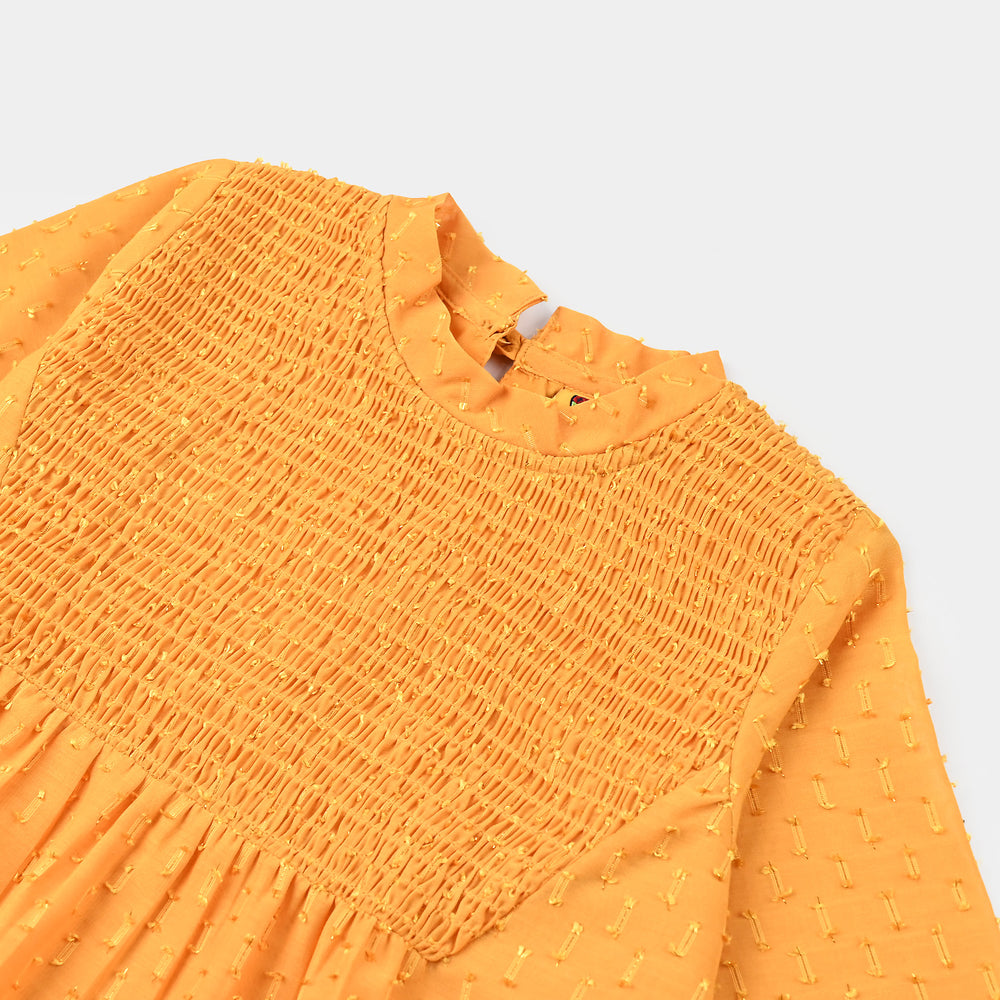 Girls Poly Cotton Casual Top-Citrus