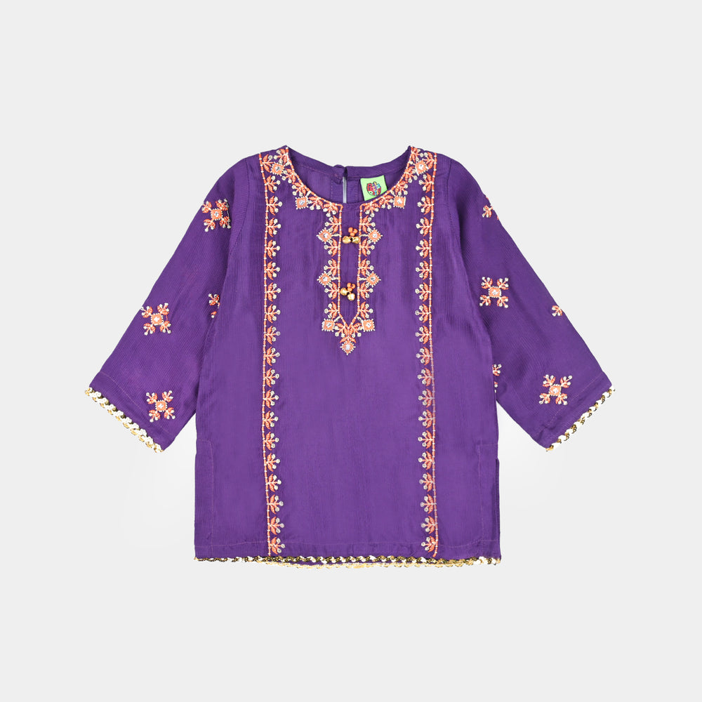 Infant Girls Raw Silk 3 Pcs Huns-E-Jahaan-Purple