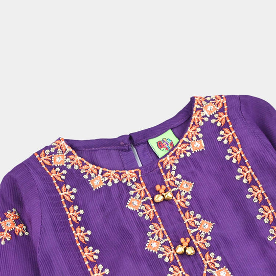 Infant Girls Raw Silk 3 Pcs Huns-E-Jahaan-Purple