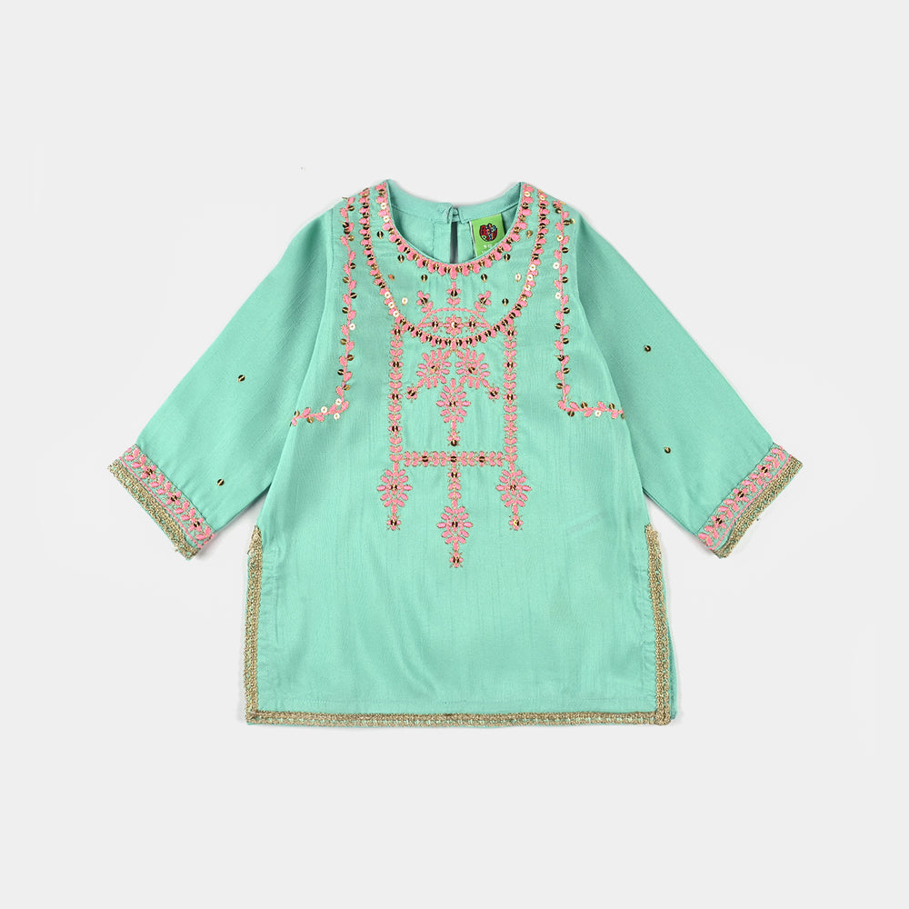 Infant Girls Raw Silk 3Pcs Glorious-Mint Green