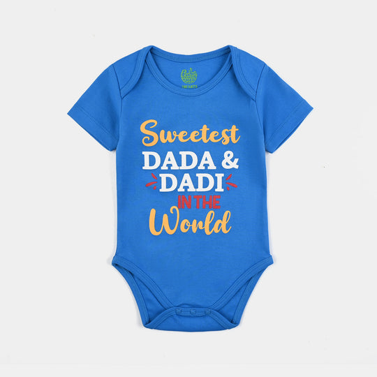 Infant Unisex Cotton Interlock Romper Dada And Dadi-Blue