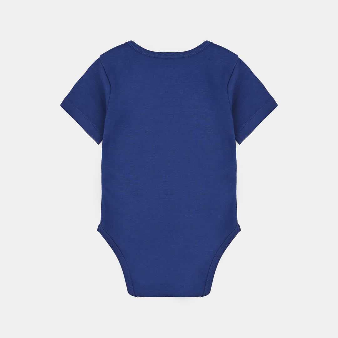 Infant Unisex Cotton Interlock Romper Mommy And Daddy-Sailor.Blue