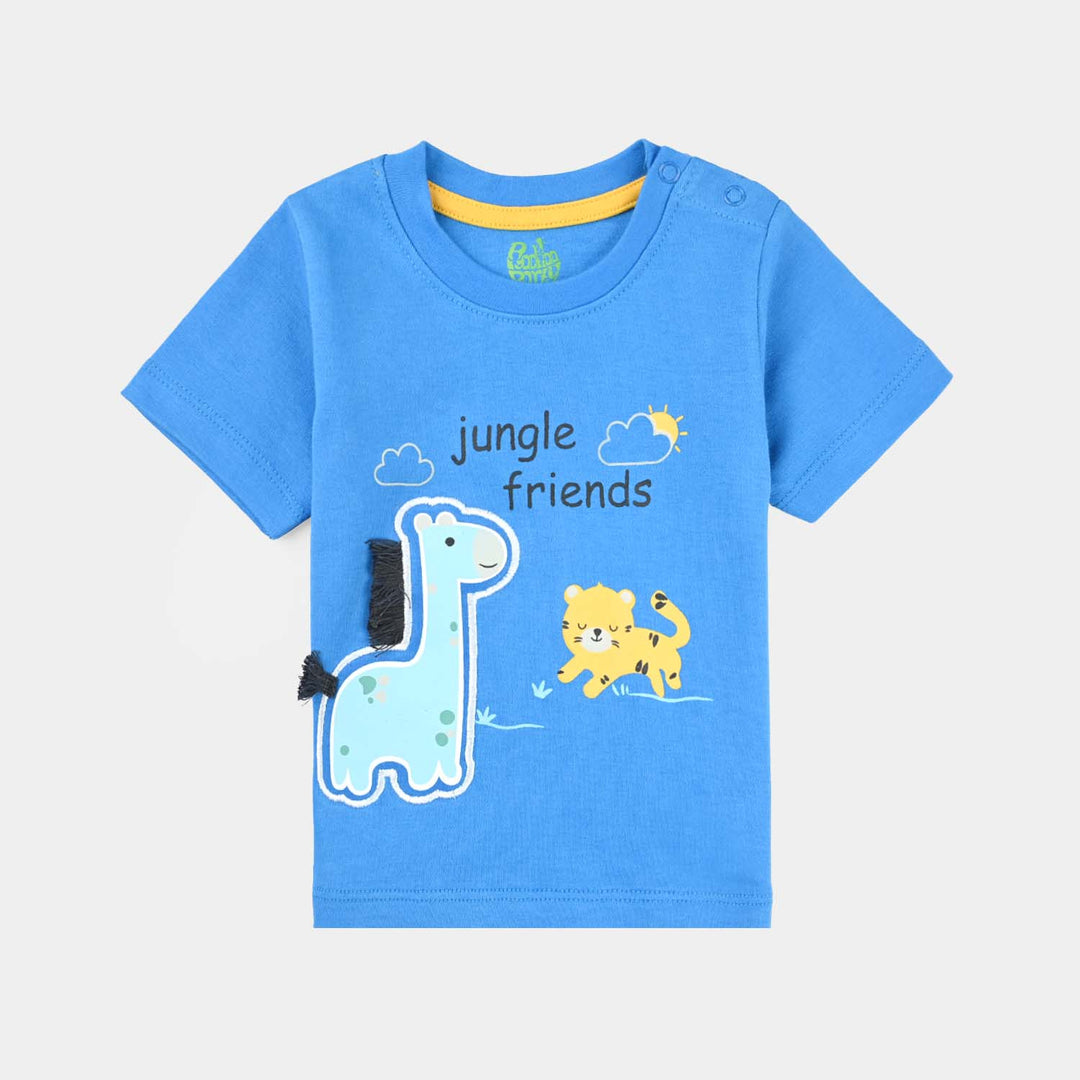 Infant Boys Cotton Interlock Knitted Suit Jungle Friends-D.Blue