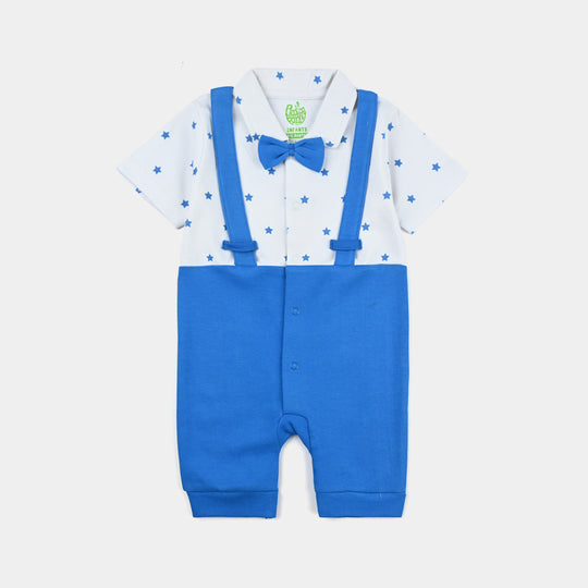 Infant Boy Cotton Interlock Romper Printed Style-Dir Blue