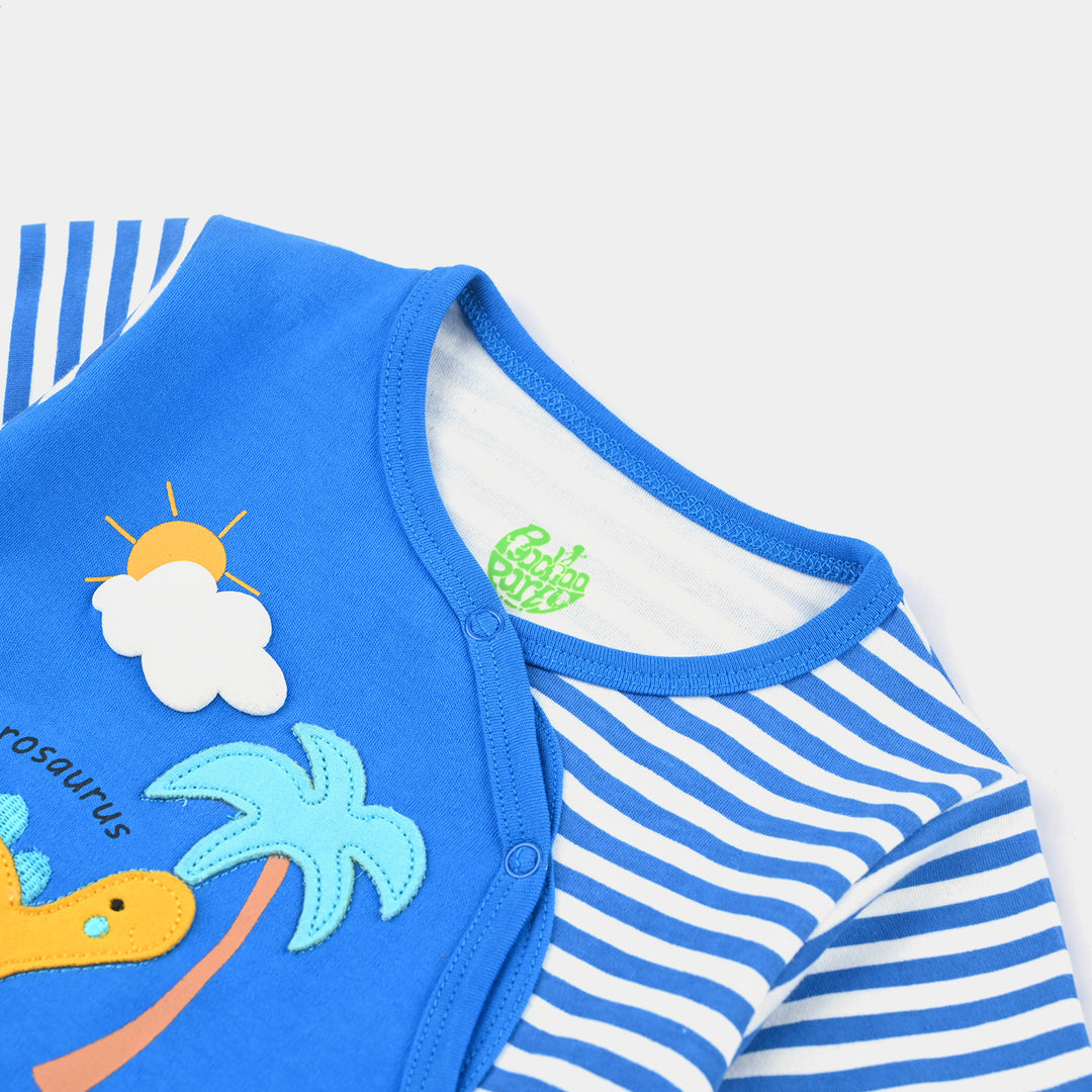 Infant Boys Cotton Interlock Romper-Dir.Blue