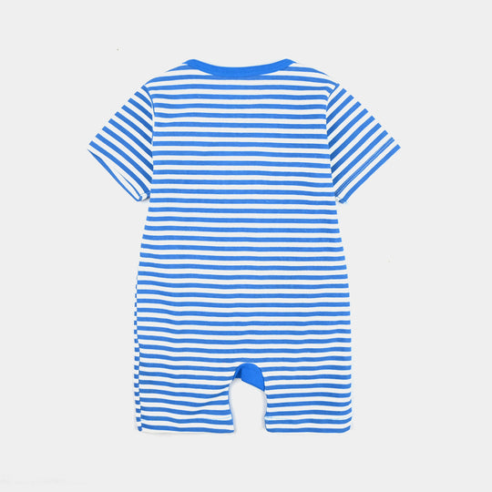 Infant Boys Cotton Interlock Romper-Dir.Blue