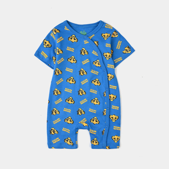 Infant Boys Cotton Interlock Knitted Romper Lion King-Dir.Blue