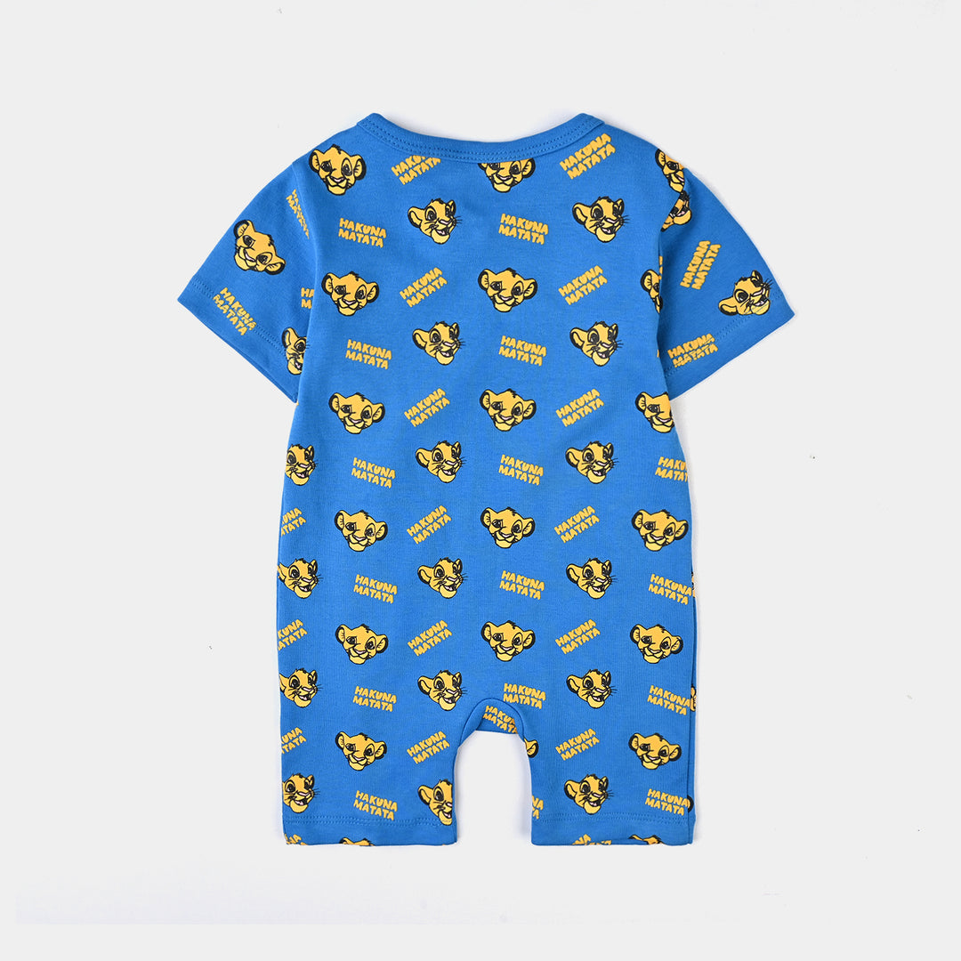 Infant Boys Cotton Interlock Knitted Romper Lion King-Dir.Blue