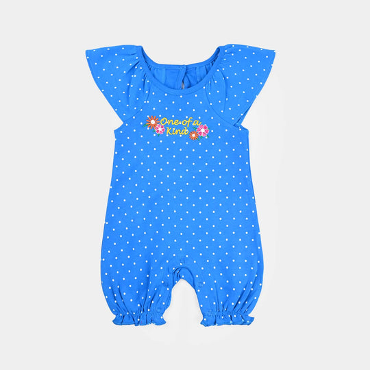 Infant Girls Cotton Interlock Knitted Romper One Of A Kind-Dir.Blue