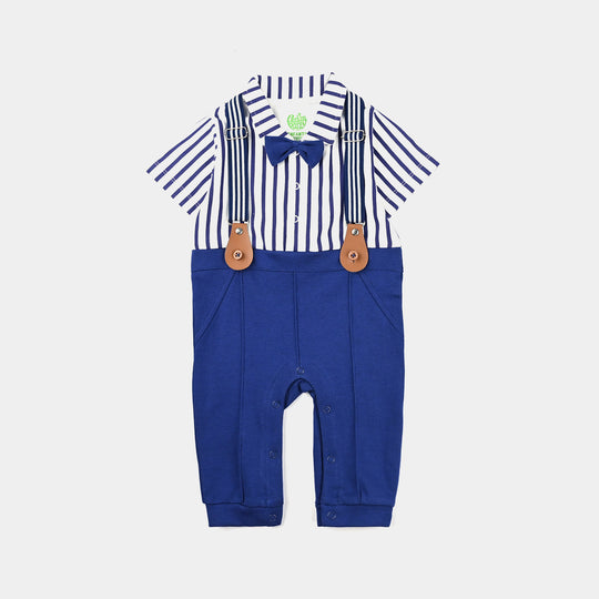 Infant Boys Cotton Interlock Knitted Romper-Sailor Blue