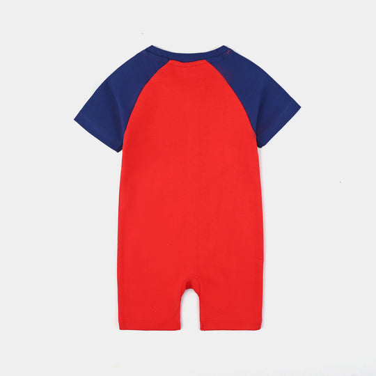 Infant Boys Cotton Interlock Knitted Romper-Sailor Blue