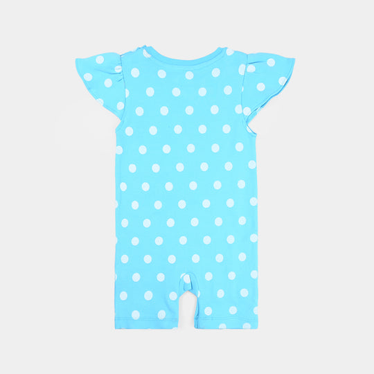 Infant Girls Cotton Interlock Knitted Romper-Dir Blue