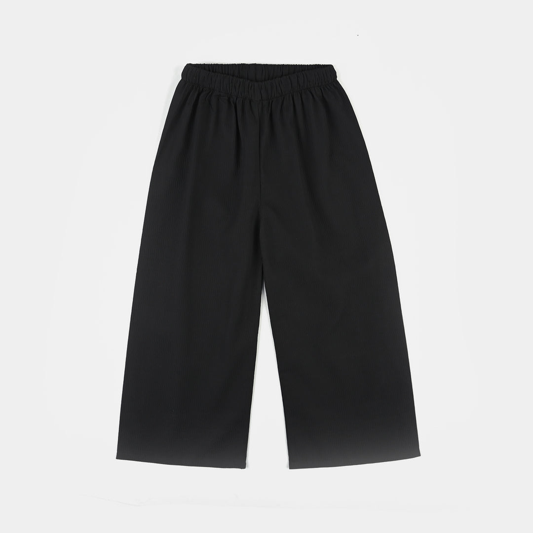 Girls Poly Cotton Culotte Waves-BLACK