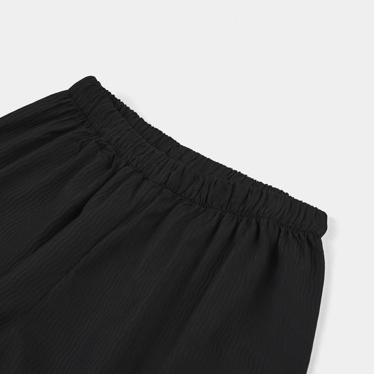 Girls Poly Cotton Culotte Waves-BLACK